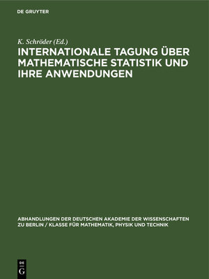 cover image of Internationale Tagung über mathematische Statistik und ihre Anwendungen